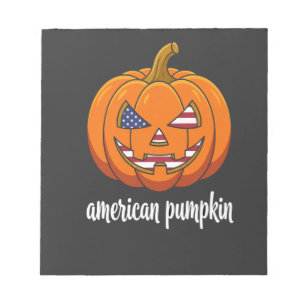 American Pumpkin Patriotic Halloween Jack O Lanter Notepad