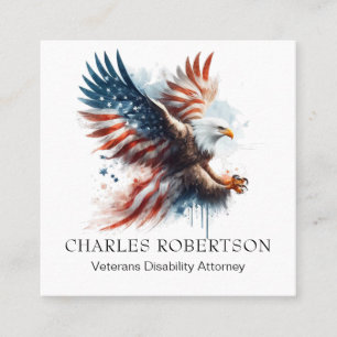 *~* American . QR Flag Bald Eagle AP16 Square Business Card