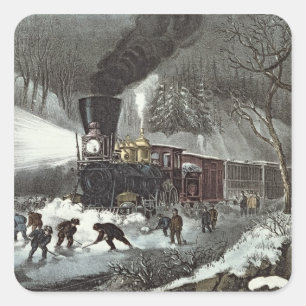 American Railroad Scene, 1871 Square Sticker