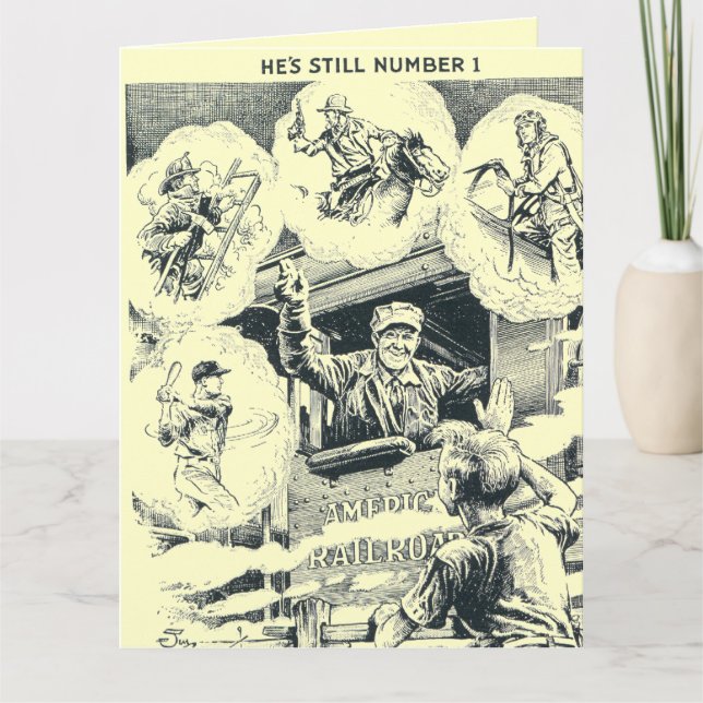 American Railroad Train Engineer Big Birthday Card (Front)