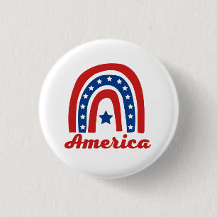 American Rainbow 4th Of July   3 Cm Round Badge