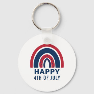 American Rainbow USA Independence Day 4th Of July Key Ring