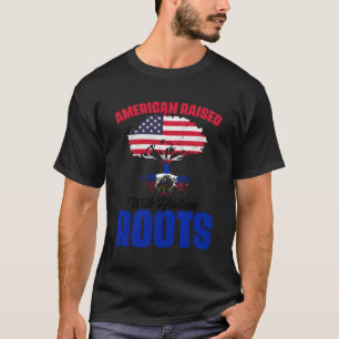 American Raised Haitian Roots Us Haiti Flag Haitia T-Shirt