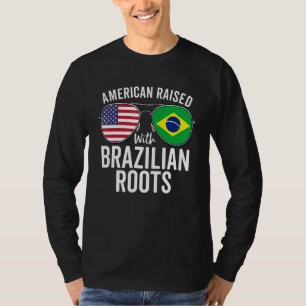 American Raised With Brazilian Roots Usa Brazil Fl T-Shirt