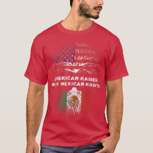 American Raised with Mexican Roots USA Flag T-Shirt