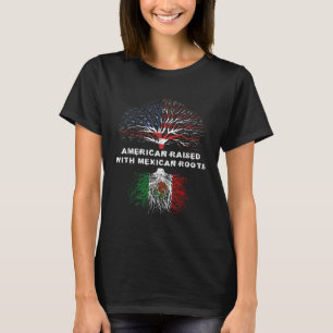 American Raised with Mexican Roots USA Flag T-Shirt