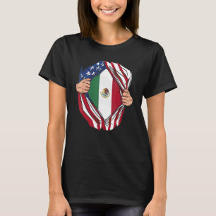 American Raised With Mexican Roots Usa Flag T-Shirt