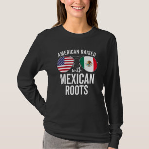 American Raised With Mexican Roots Usa Mexico Flag T-Shirt