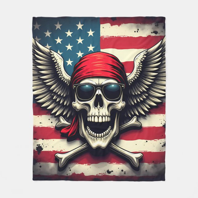 American Rebel Skull Fleece Blanket (Front)