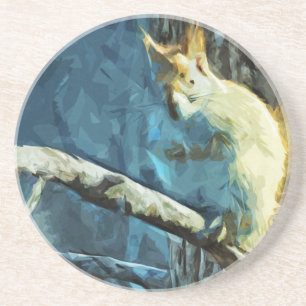 American Red Squirrel Abstract Impressionism Coaster