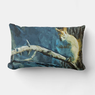 American Red Squirrel Abstract Impressionism Lumbar Cushion