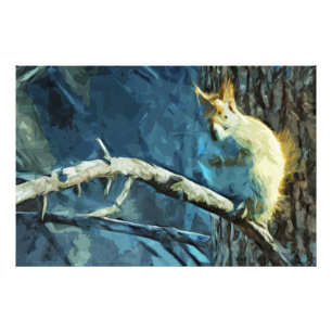 American Red Squirrel Abstract Impressionism Photo Print