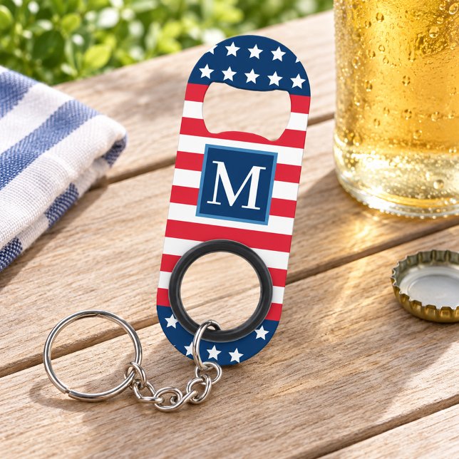 American Red White Blue Custom Monogram Initial (Creator Uploaded)