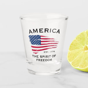American Red White Blue Stripes Stars Flag Pattern Shot Glass