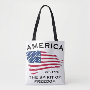 American Red White Blue Stripes Stars Flag Pattern Tote Bag
