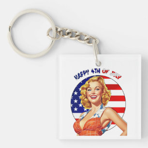 American Retro Pin-up Girl Art Key Ring