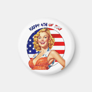 American Retro Pin-up Girl Art Magnet