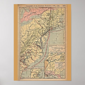 American Revolution Colonies Map Poster