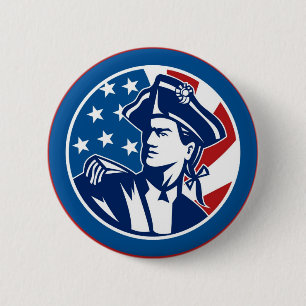 American revolutionary general soldier minuteman 6 cm round badge