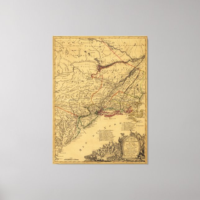 American Revolutionary War Map by J.B Eliot (1781) Canvas Print (Front)