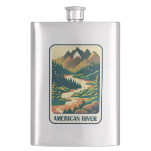 American River California Colours Hip Flask