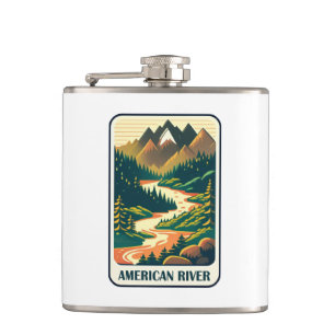 American River California Colours Hip Flask