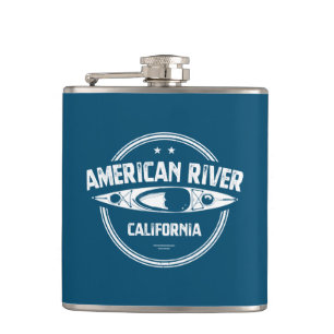 American River California Kayaking Hip Flask