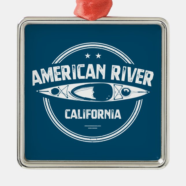 American River California Kayaking Metal Tree Decoration (Front)