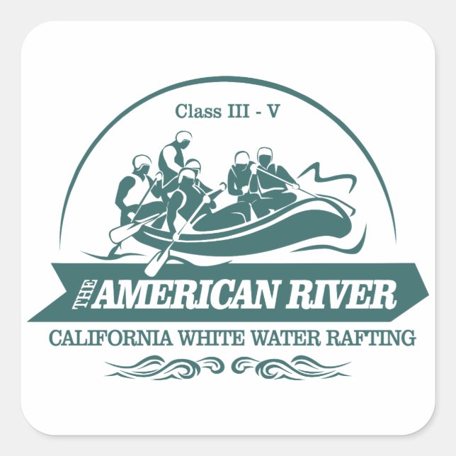 American River Rafting Square Sticker (Front)
