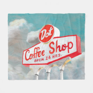 American Roadside   Coffee Shop Sign Fleece Blanket