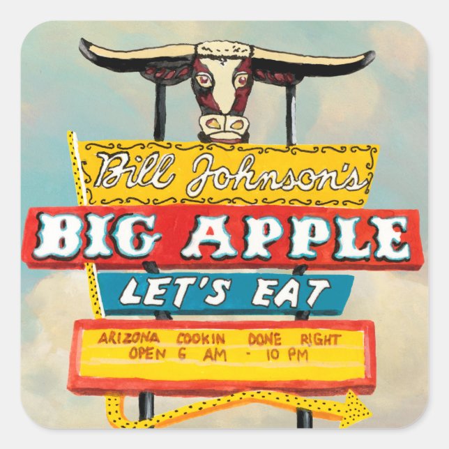American Roadside | Restaurant Sign Square Sticker (Front)