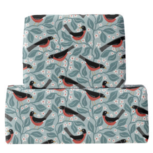 American Robin Apple Blossom Bird Flower Wrapping Paper