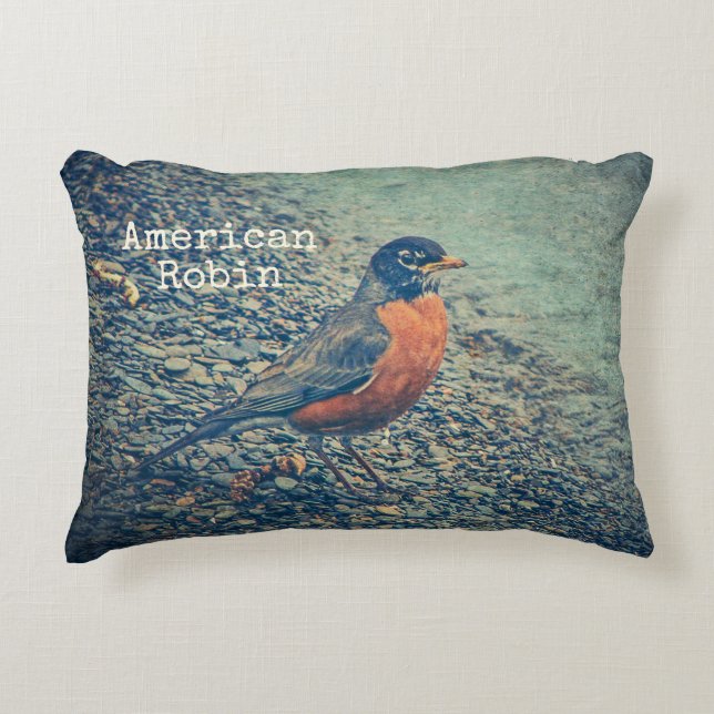 American Robin Bird Decorative Cushion (Front)