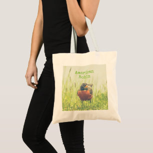 American Robin Bird Nature Green Tote Bag