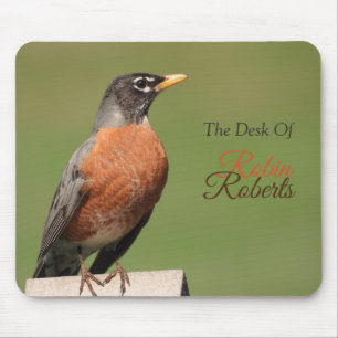 American Robin Bird (the desk of)*Personalise* Mouse Pad