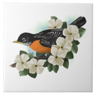 American Robin Bird Tile