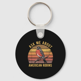 American Robin Bird Watching Lover Vintage Retro S Key Ring