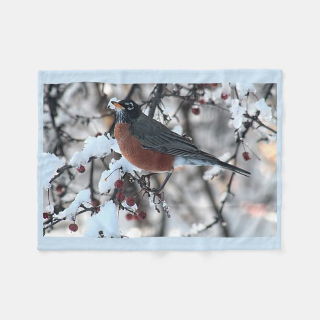 American robin fleece blanket (Front (Horizontal))