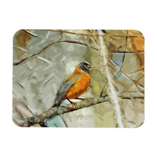 American Robin Hunting Abstract Impressionism Magnet