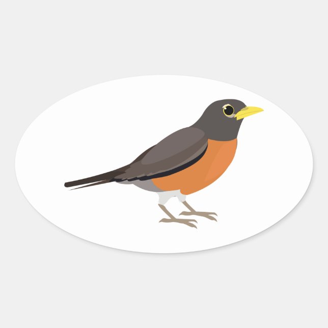 American Robin Illustration Oval Sticker (Front)