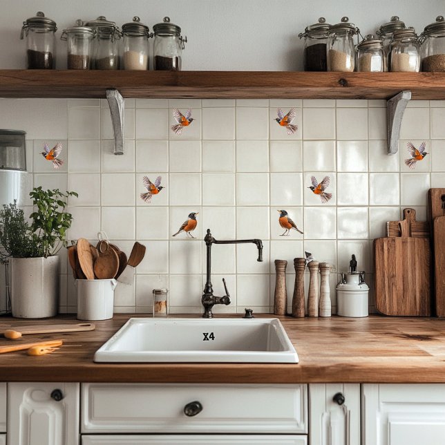 American Robin in flight  Tile (Creator Uploaded)