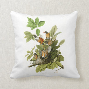 American Robin John James Audubon Birds of America Cushion