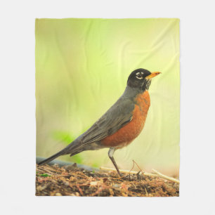 American Robin Photo Fleece Blanket