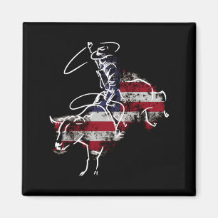 American rodeo bull riding retro grunge usa magnet
