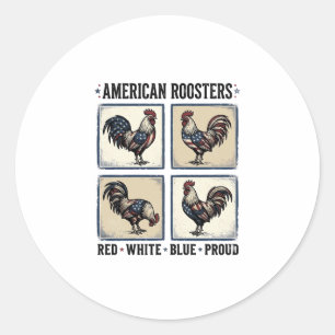 American Roosters Vintage Patriotic Shirt Design_1 Classic Round Sticker