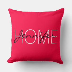American rose colour home monogram cushion