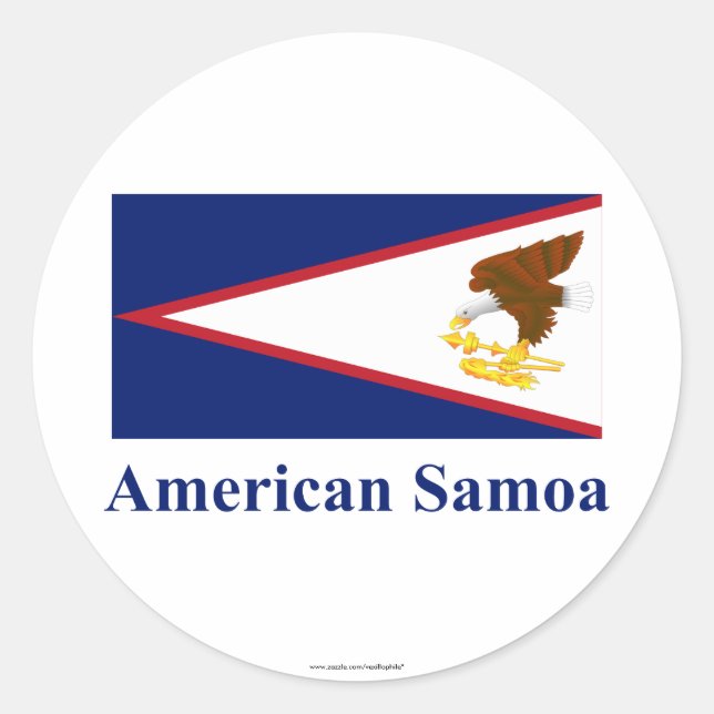 American Samoa Flag with Name Classic Round Sticker (Front)