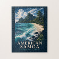 American Samoa National Park Modern Woodblock