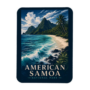 American Samoa National Park Modern Woodblock Magnet