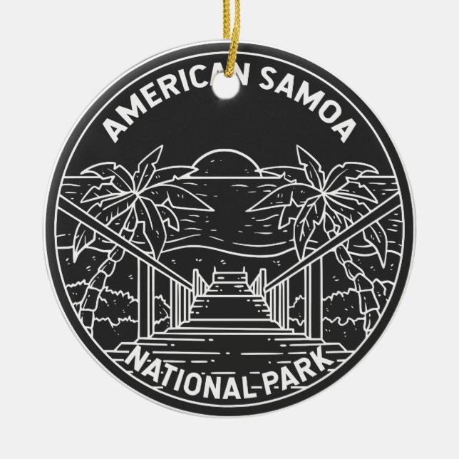 American Samoa National Park Ofu Beach Monoline  Ceramic Tree Decoration (Front)